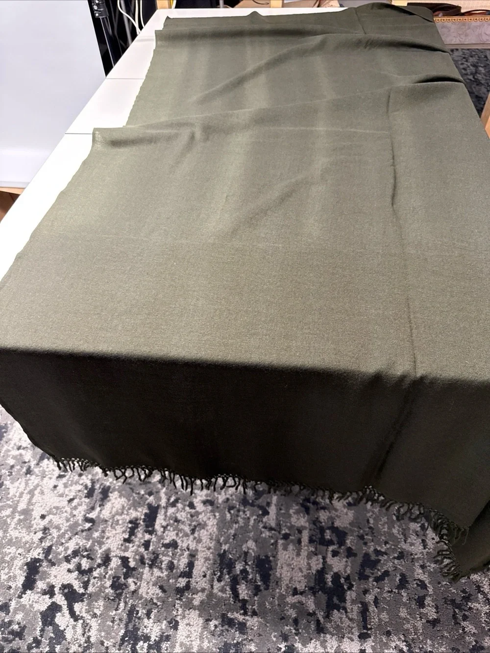 Nate Berkus Wool ONE Window Panel Olive Green Fringe 50x78
